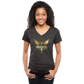 Charlotte Hornets Collection V-Neck Tri-Blend T-Shirt - Black - Women's Gold